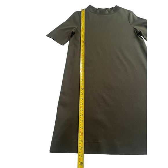 COS Shift Shirt Dress Mock Neck Olive Green Grunge Minimalist Size XS - Picture 4 of 7